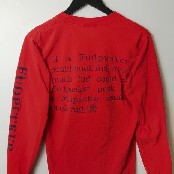Fudpucker Tongue Twister T Shirt Vintage 90s Adult Red Small S Graphic Tee Solid - Picture 15 of 16